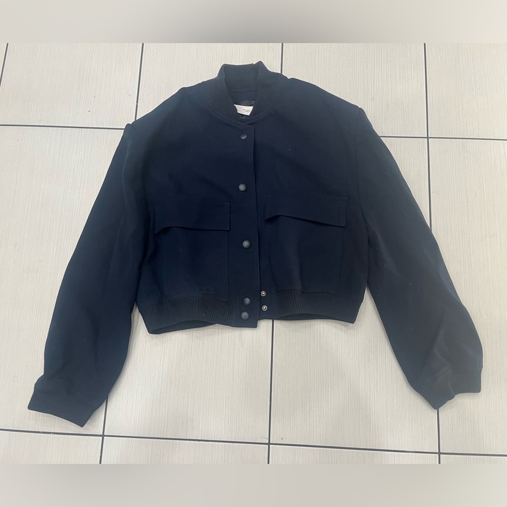 Zara Navy Women’s  Crop Bomber Jacket SZ. Small